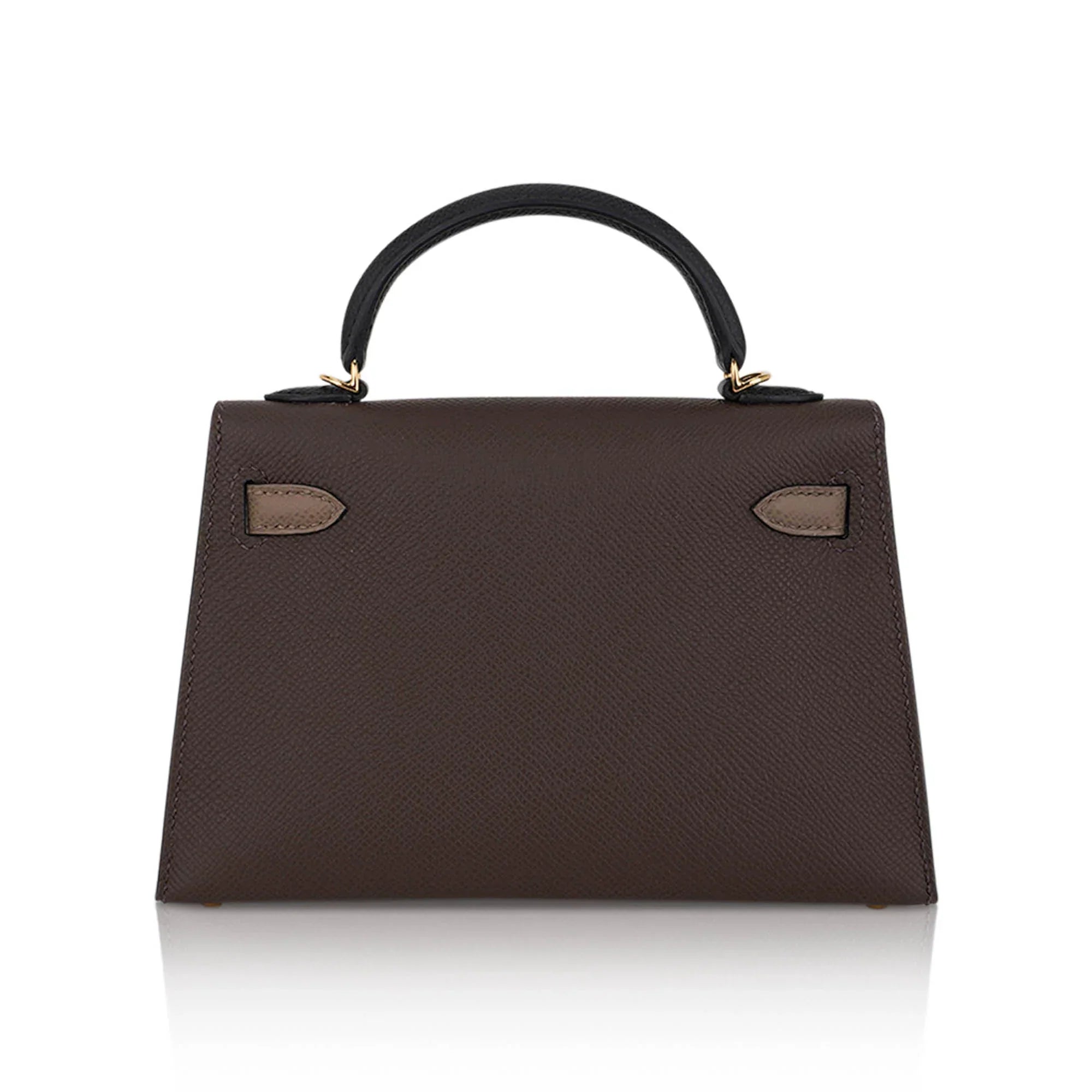 Special Order HSS Mini Kelly 20 Sellier Bag Ecorce Etoupe and Black with Gold Hardware