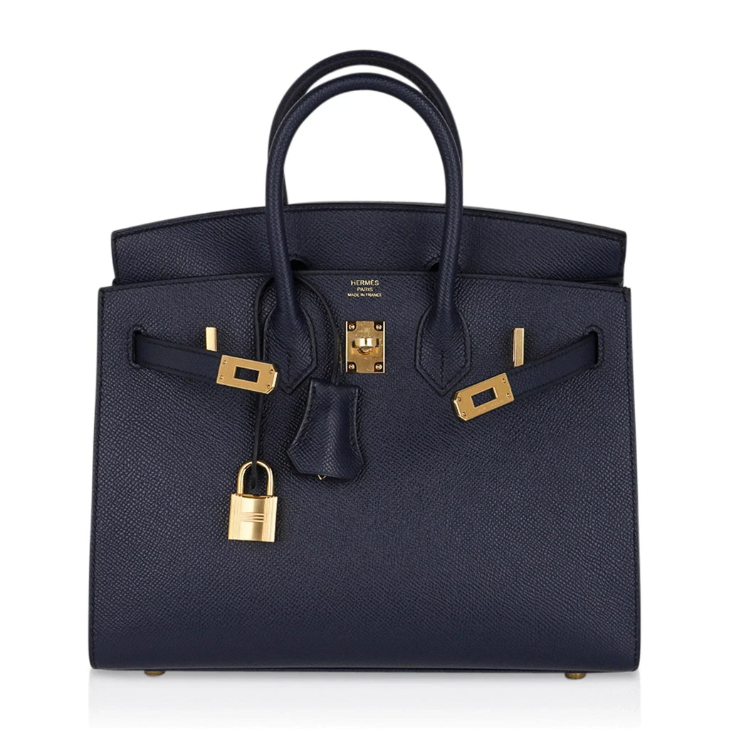 Birkin 25 Sellier Bag Bleu Indigo Gold Hardware Epsom Leather New w/Box