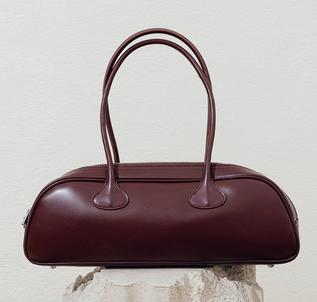 Bowling Bag Style Genuine Leather Women's Handbag