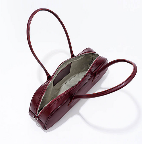 Bowling Bag Style Genuine Leather Women's Handbag