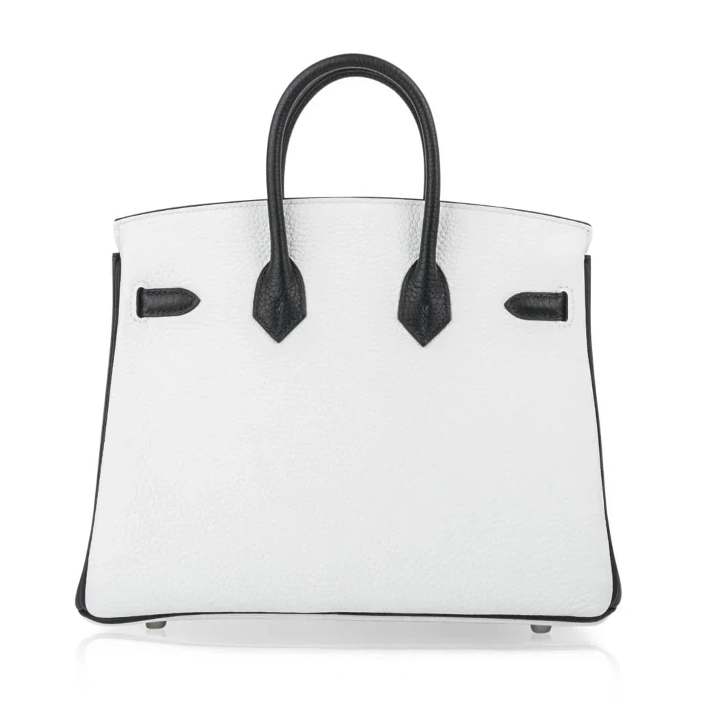 Birkin HSS 25 Bag White w/ Black Brushed Palladium Hardware