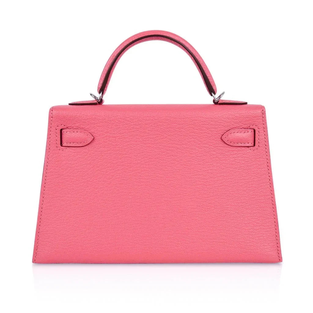 Kelly 20 Mini Sellier Bag Rose Lipstick Chevre Leather Palladium Hardware