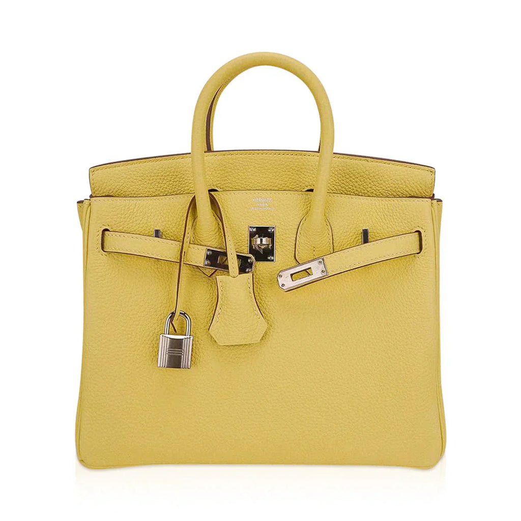 Birkin 25 Bag Jaune Poussin Togo Leather with Palladium Hardware