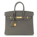Birkin 25 Gris Meyer crafted from incredibly soft Togo calfskin leather
