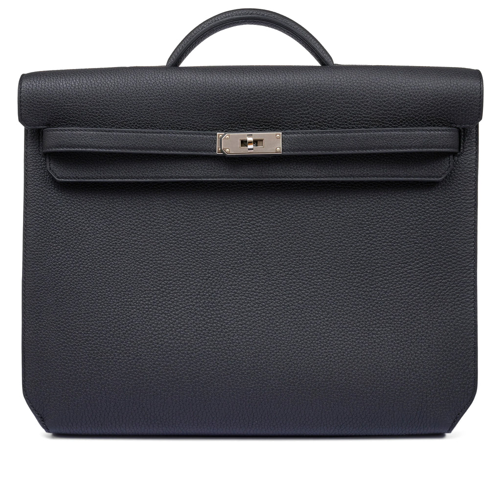 Kelly Black Togo 36 Briefcase Palladium Hardware FR trendy frosted leather casual bag