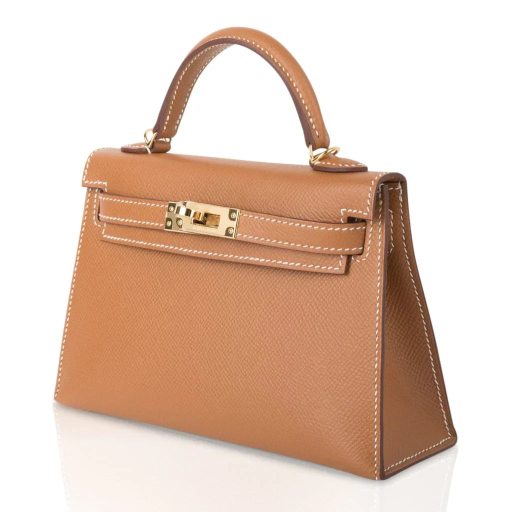 Mini Kelly 20 Bag Sellier Gold Epsom Leather with Gold Hardware